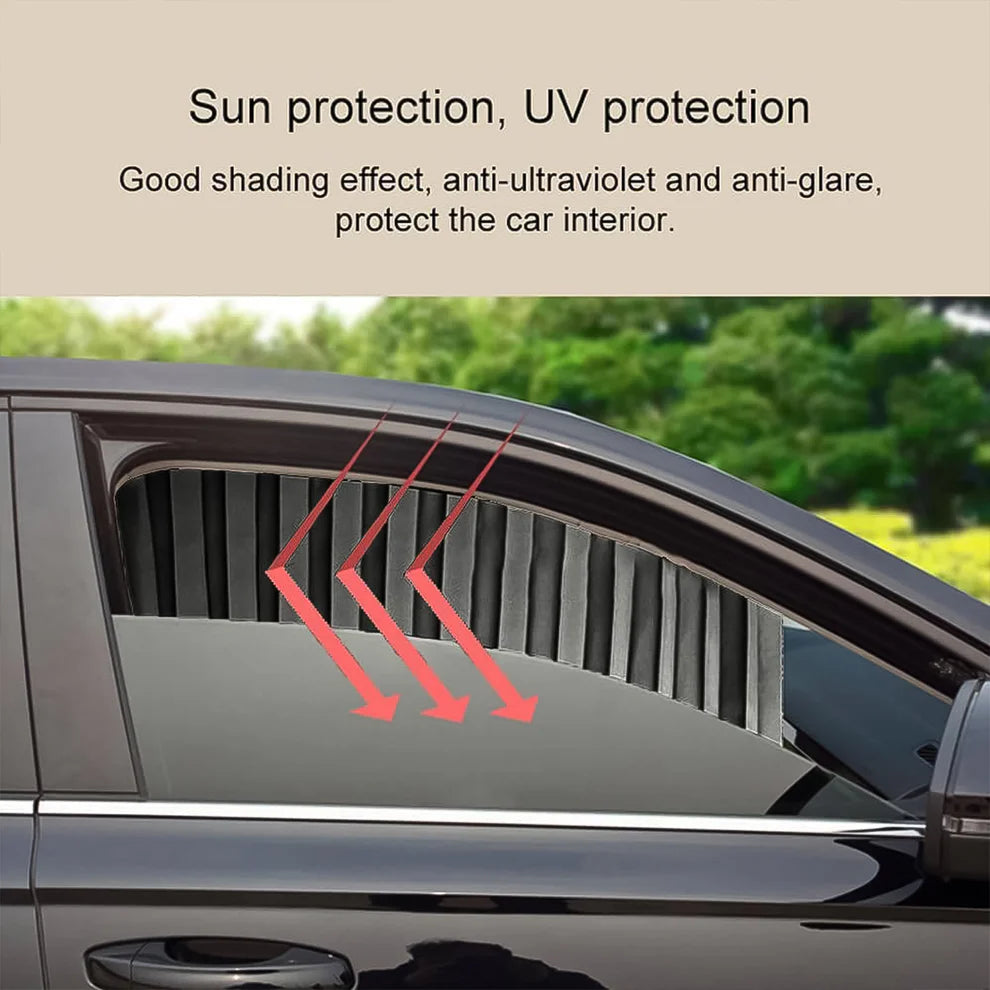 Car UV Protection Automatic Magnetic Extension Rail Sun Shade Slider Car Curtain | Magnetic Car Curtain Slat Folding Window Sunshade Visor Car Side Window Windshield Sun Protection Slider UV Rays Reflector