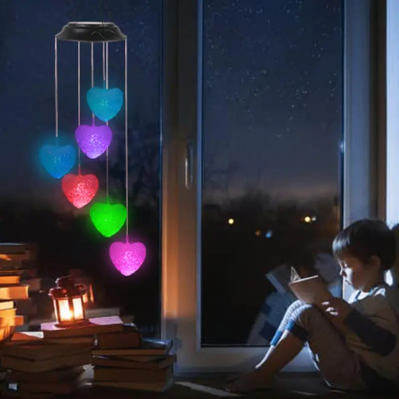 Heart Shape Solar LED Wind Bell