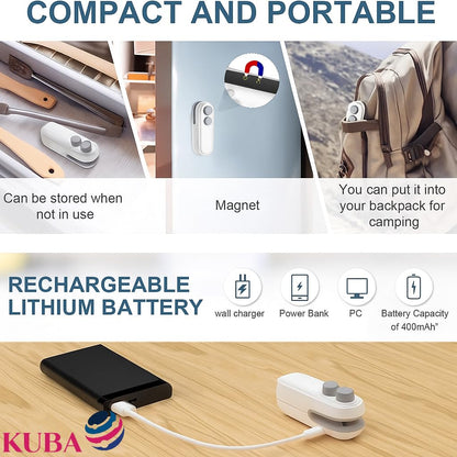 Vacuum Sealers Mini Portable Heat Sealing Machine | 2-in-1 Rechargeable Bag Sealer and Cutter | Portable Heat Sealer for Plastic Bags