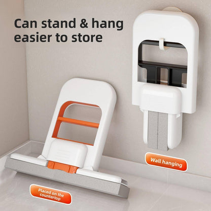 Small Foldable Desktop Mop | Self-Squeeze Sponge Cleaning Tool | Wet & Dry Portable Mop for Small Spaces, Kitchen, Bathroom, Glass & Countertops