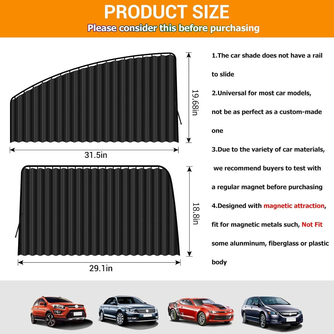 Car UV Protection Automatic Magnetic Extension Rail Sun Shade Slider Car Curtain | Magnetic Car Curtain Slat Folding Window Sunshade Visor Car Side Window Windshield Sun Protection Slider UV Rays Reflector