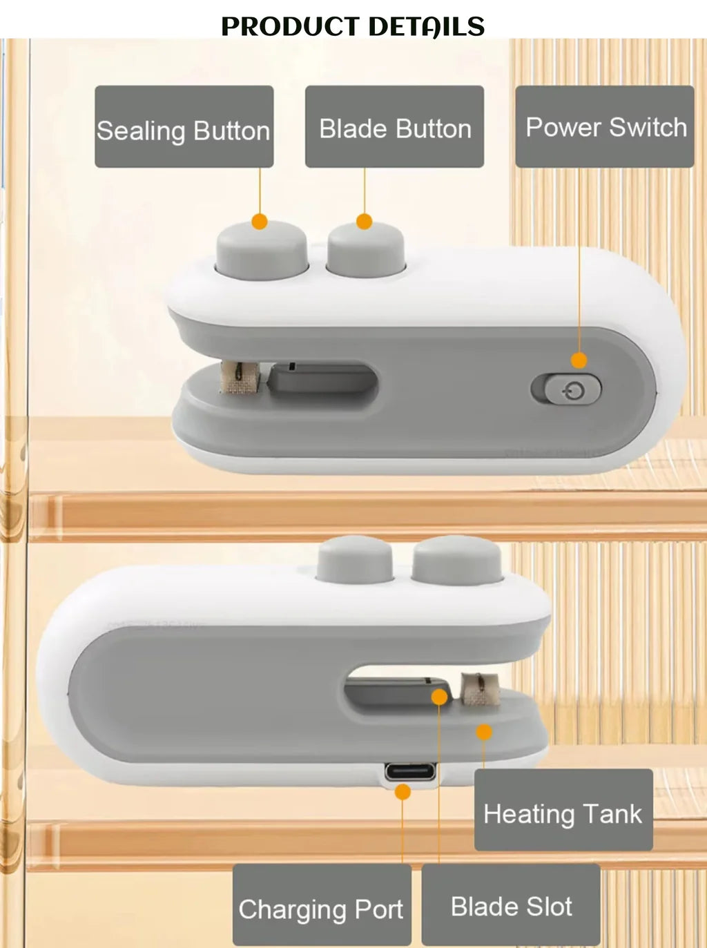 Vacuum Sealers Mini Portable Heat Sealing Machine | 2-in-1 Rechargeable Bag Sealer and Cutter | Portable Heat Sealer for Plastic Bags