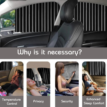 Car UV Protection Automatic Magnetic Extension Rail Sun Shade Slider Car Curtain | Magnetic Car Curtain Slat Folding Window Sunshade Visor Car Side Window Windshield Sun Protection Slider UV Rays Reflector