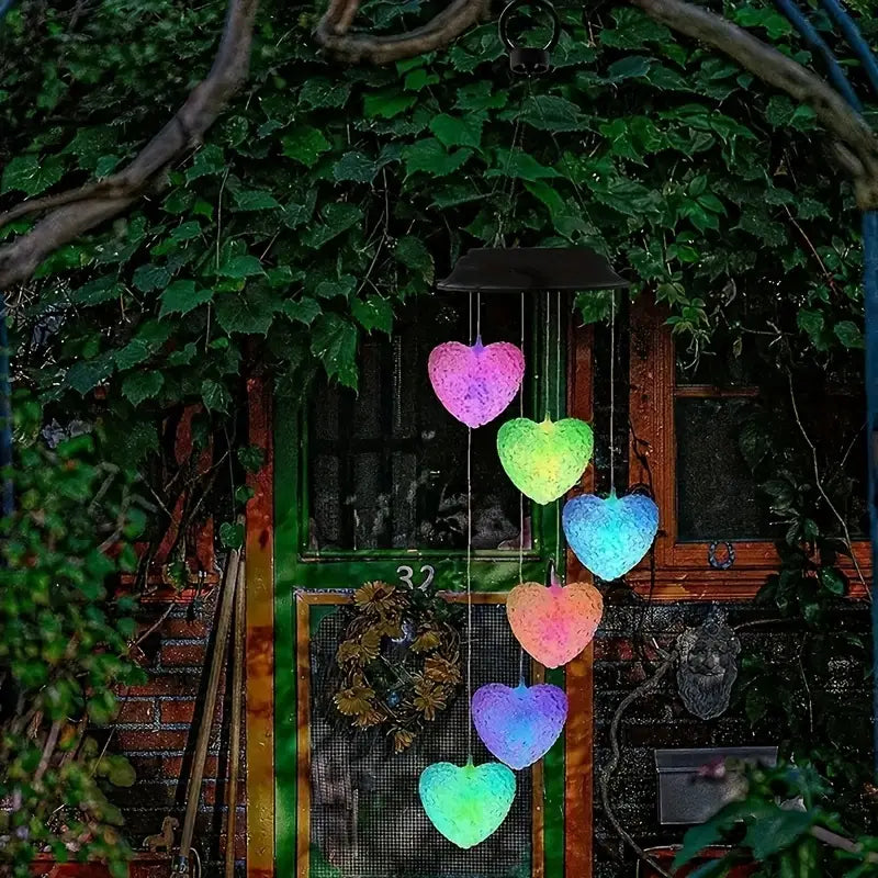 Heart Shape Solar LED Wind Bell