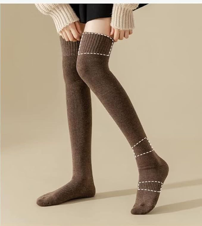 Warm Woolen Socks | Woolen Warm Socks | Knitted Thick Thermal Woolen Socks | Winter Socks | Knee High Socks | Long Socks | Full Socks | Thick Terry Socks | Over Knee Socks Girls Female Long Knee Socks Multi Colours